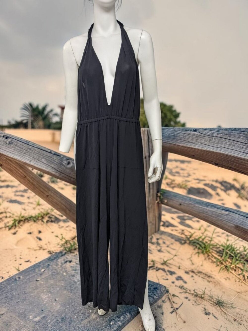 ERES Abby Jersey Abby Halter Plunge Jumpsuit Size L NWT